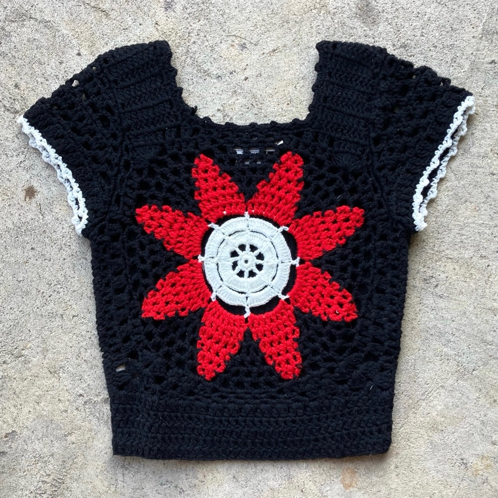 Vintage Ardee Brand Floral Crochet Blouse